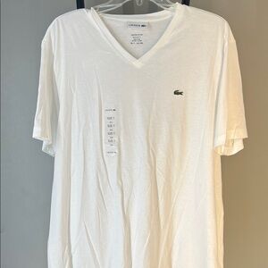 Lacoste Men's Classic White V-Neck Tee